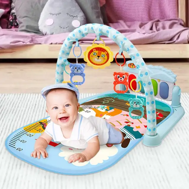 Kids Play Gym Mat Musical Activity Center with Lights Developmental Activity Gym Play Mat with Detachable Toys for Boys and 3