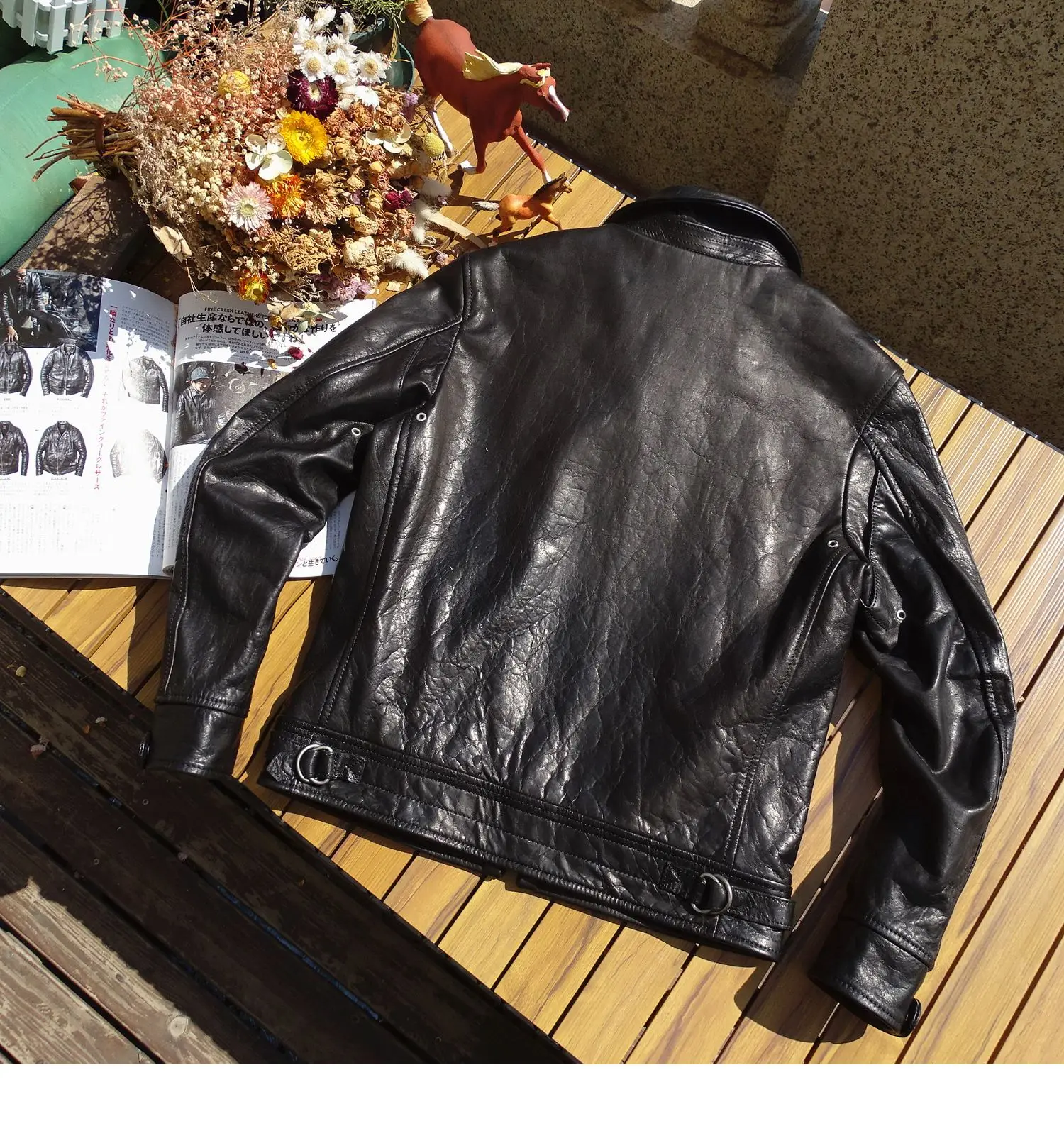 メンズ本革ジャケット,ショート,スリムフィット,ブラック,日本のオートバイ衣装