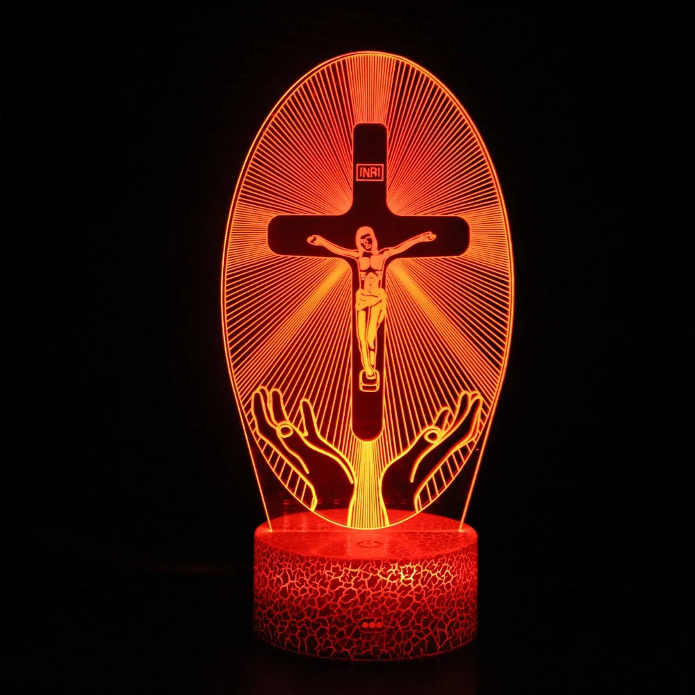 

Nighdn Cross 3D Night Light Jesus Illusion Hologram Lamp LED Best Birthday Christian Gift for Religious Women Men Present