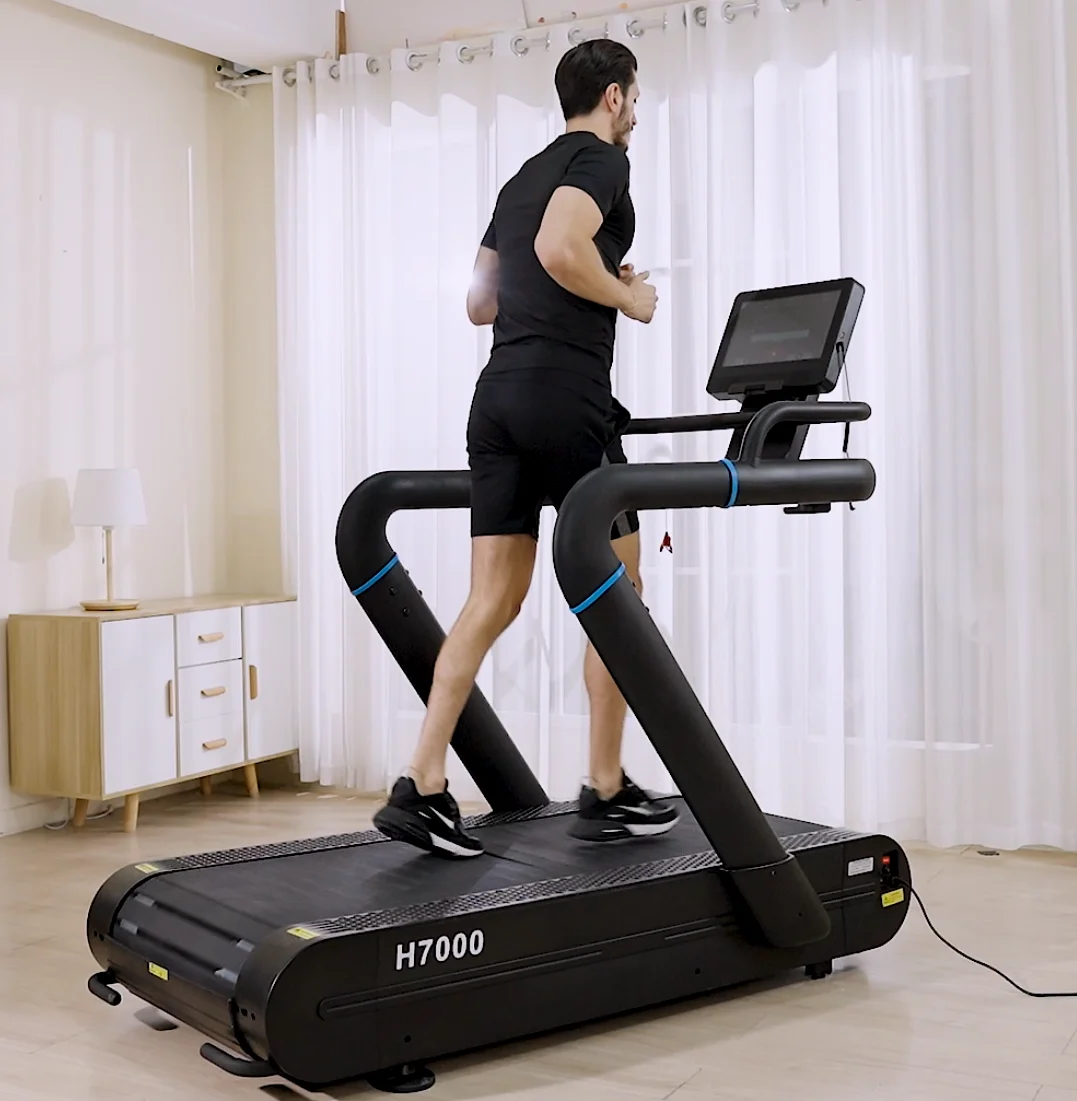 AC Motorized Crawler Treadmill Slat Commercial Treadmill Curved Slat-belt Design That Reduces the Shock of Impact