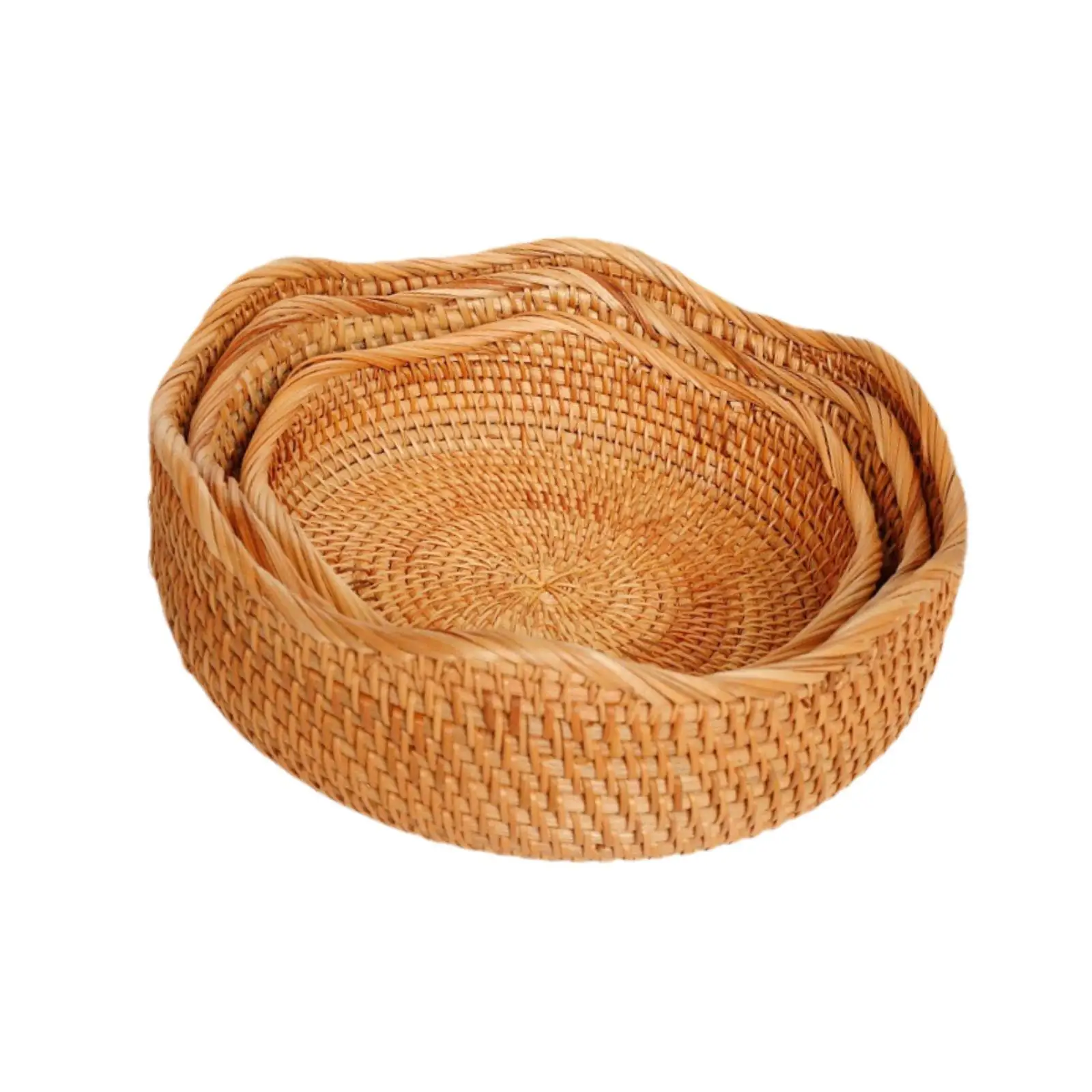 3x Woven Fruit Basket Portable Fruit Storage Holder for Tea Coffee Table 3x Woven Fruit Basket Portable Fruit Storage Holder for Tea Coffee Table