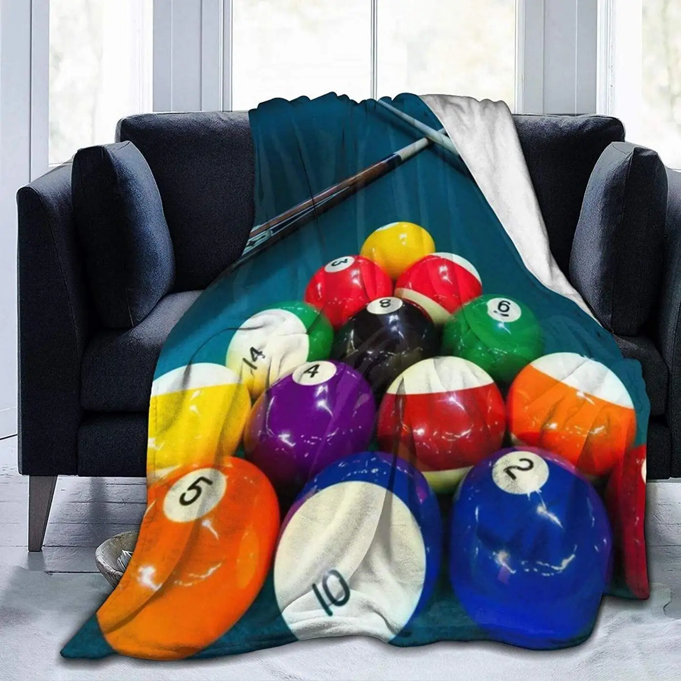 

Throw Blanket Billiard Printed Soft Bed Blanket Warm Microfiber Blanket for Travel Bed Couch Sofa Office All Seasons