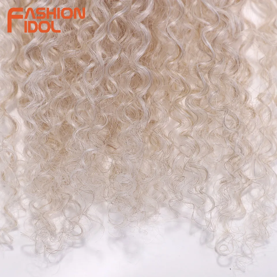 Hair extensions FASHION IDOL Afro Kinky Curly Hair 20-24 inches 6PCS Synthetic Hair Bundles Ombre Blonde High Temperature Fiber Extensions
