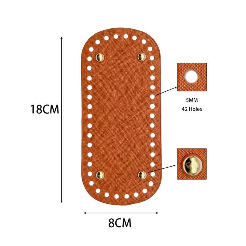4pcs 8*18cm Oval Bottom For Knitted Bag PU Leather Bag Accessories Handmade Bottom DIY Crochet Bag Bottom Solid Color Bag Part
