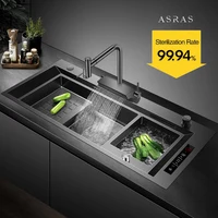 ASRAS Nanometer Smart Purifying Kitchen Sink Large Size Handmade Step Sink Ultrasonic Smart Purifying Kitchen Island Sinks 1