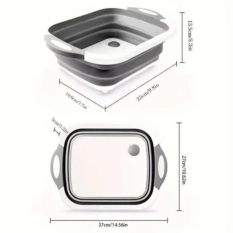 1 Piece of Foldable Chopping Board with A Multifunctional Vegetable Bowl. Vegetable and Fruit Sink Storage Basket