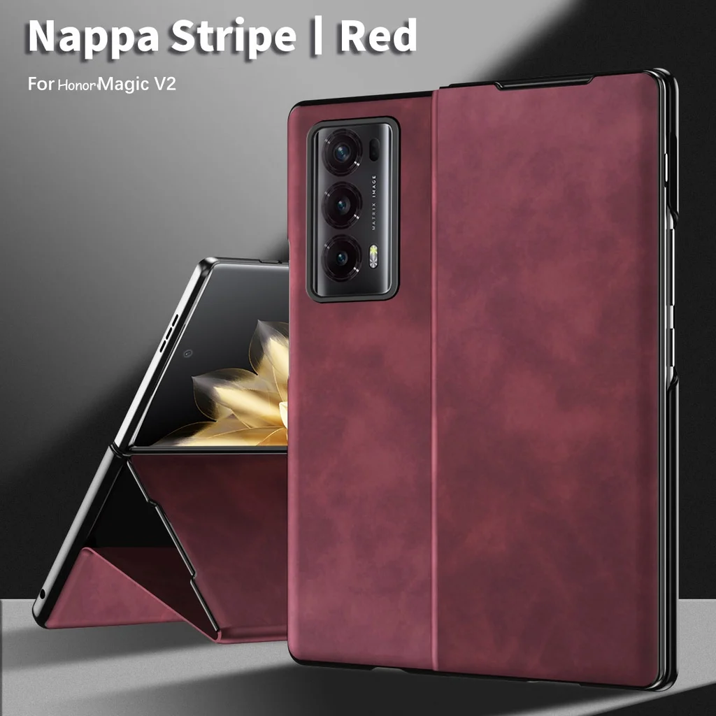 

Luxury Business Man Phone Case For Honor Magic V2 Sheepskin Leather All-inclusive Lens Back Cover
