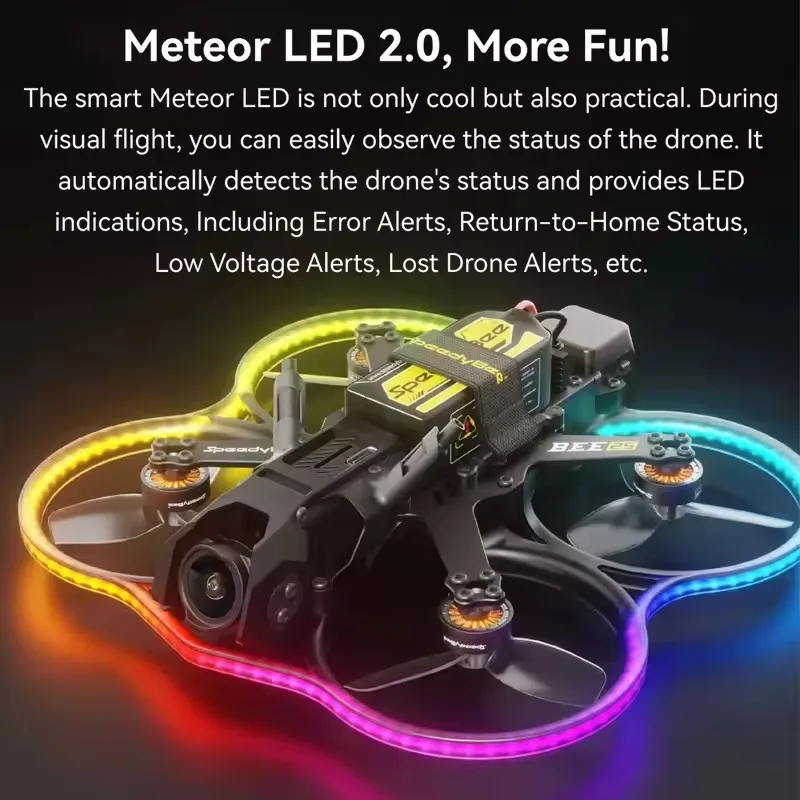 SpeedyBee Bee25 Drone FPV Cinewhoop 2.5 pouces 4S en vol, capturant des images fluides