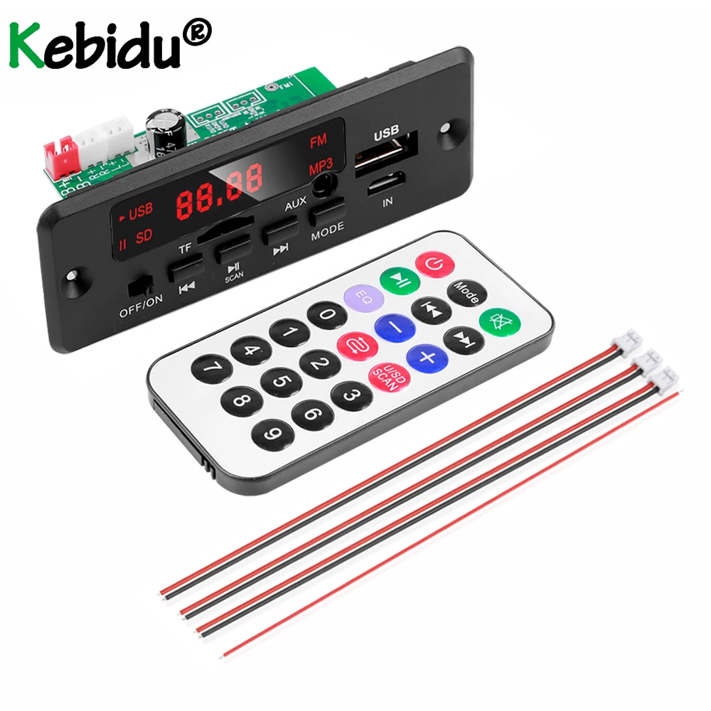 KEBIDU DC12V 2x25W усилитель MP3 декодер плата Bluetooth V5.0 Автомобильный MP3-плеер USB
