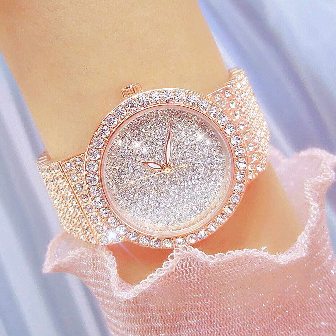 Luxury Full Diamond Steel Band Women's Watch Single Explosion