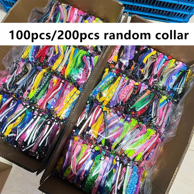 100/200pcs Wholesale Pet Cat Collar Safety Bow Dog Collar With Bell Small Dogs Adjustable Puppy kitten Collar Pet Accessories 3