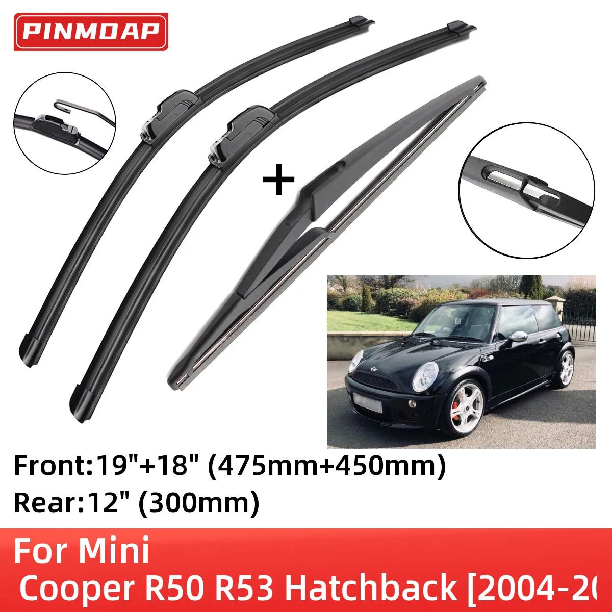 ForMiniCooperR50R53Hatchback20042006FrontRearWiperBlades
