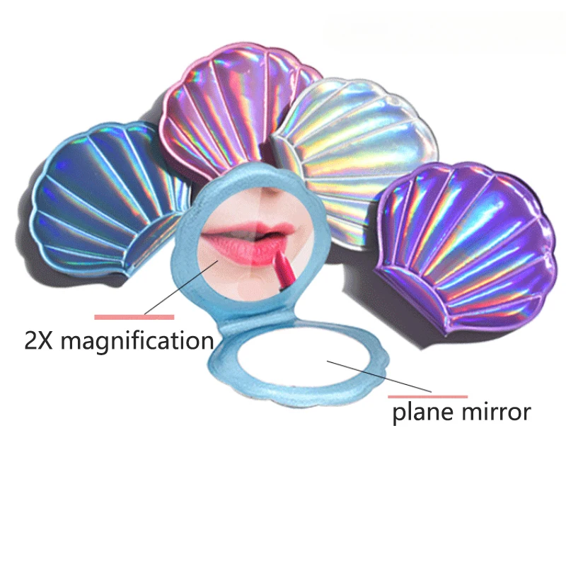 

Small Laser Fairy Shell Mirror Portable Portable Portable Folding Makeup Mirror Hand Mirror Cute Smart Mirror