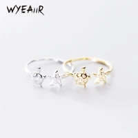 WYEAIIR 925 Sterling Silver Mini Cute Diamond Turtle Starfish Tortoise Resizable Opening Ring For Women Luxury Jewelry 1