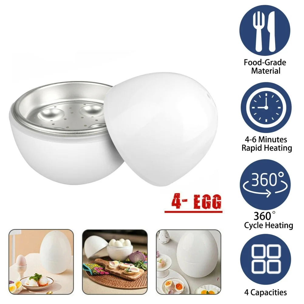 

4 Cell Egg Boiler Egg Shape Adjustable Anti-scald Microwave Safe Egg Pod Kitchen Cooking Tools Dropship