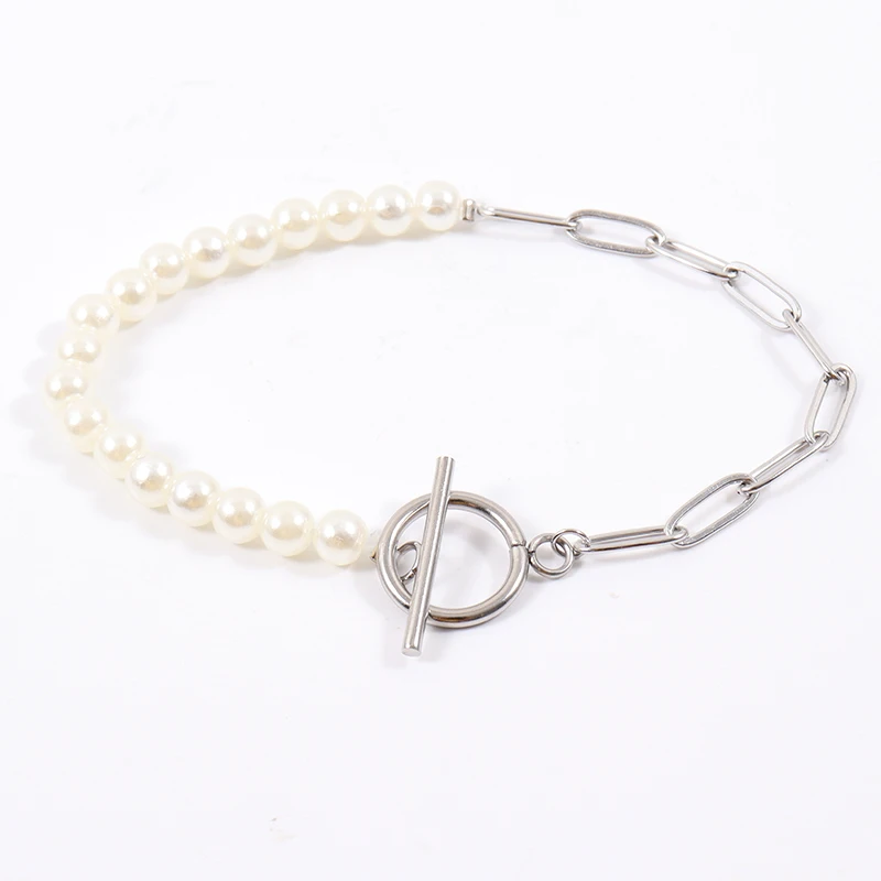 Chain Bracelet Stainless Steel Bracelets Stainless Steel Jewelry Fashion Paperclip Chain Bracelet Women Temperament Simulated Pearl Stainless Steel Chain Bracelet For Women Jewelry Gift