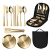 11 Pcs/lot Picnic Tableware Kit Portable Stainless Steel Knife Fork Spoon Plate Cutlery Set Outdoor Travel Camping Equipment 2