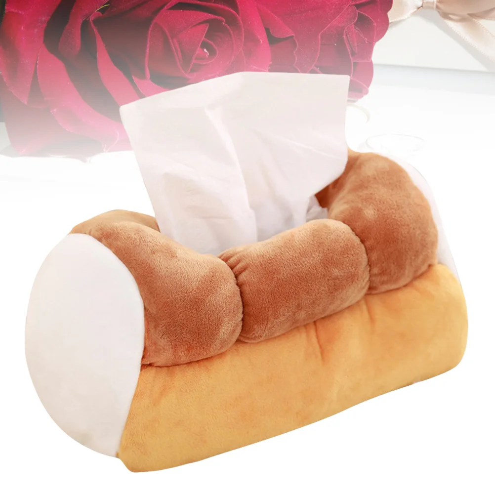 

Tissue Box Plush Bread Paper Holder Napkin Container Storage Case for Cafe Home Use