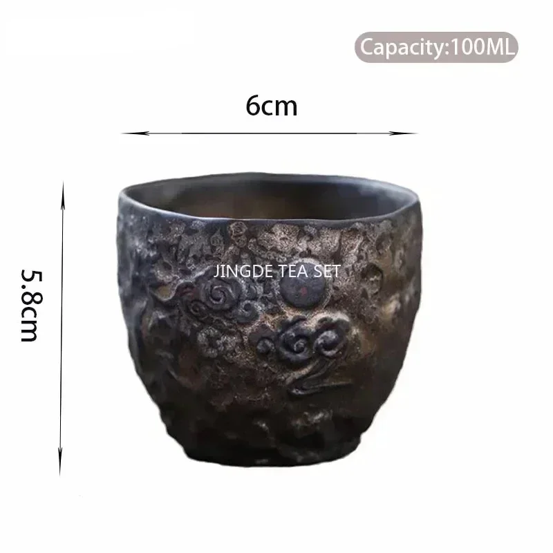 Japanese Tradition Pottery Gilt Teacup Handmade Ceramic Tea Bowl Travel Meditation Cup Pu'er Master Cup Household Tea Set 100ml