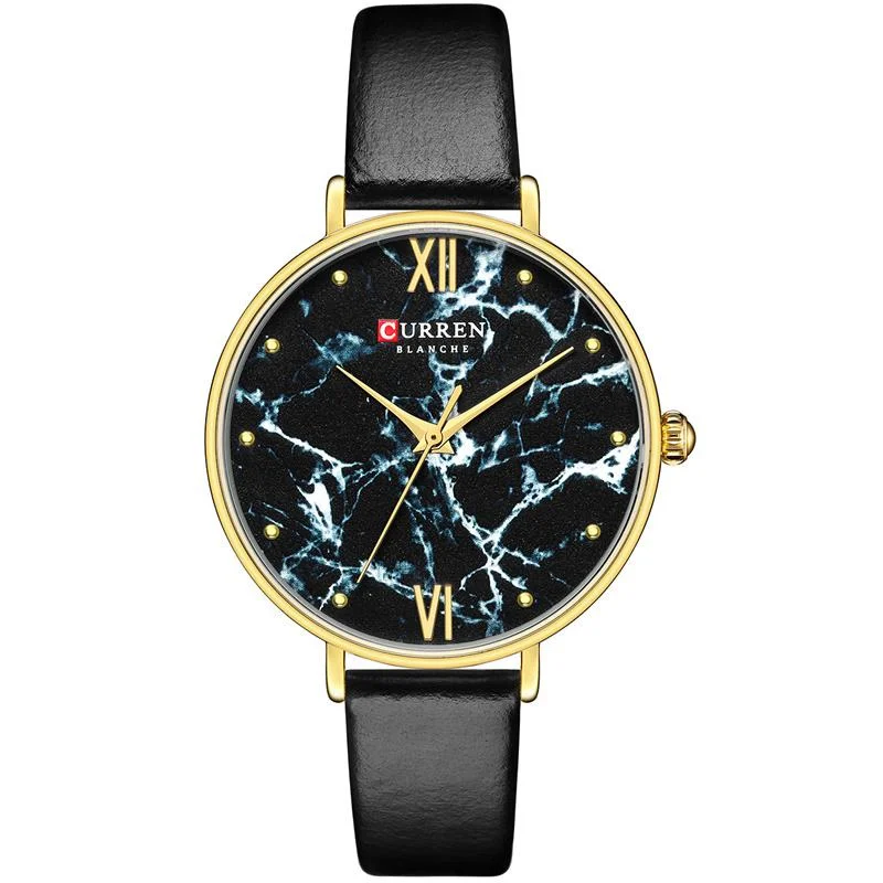 Quartz Watch Casual Women's Watch Fashion Marble Texture Dial With Soft Leather Strap Watch Women's Simulated Quartz Watch 9045