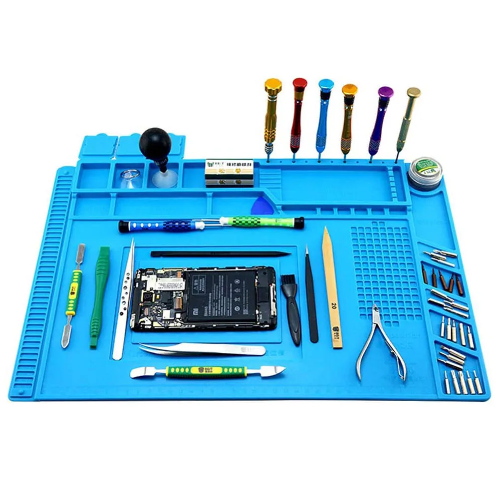 Electronic repair pad soldering station mat soldering work mat ESD Heat Resistant 932℉ Soldering Mat Job Tools Computer Phone Repair Kit Working Repair Pad Heatresistant Maintenance Platform