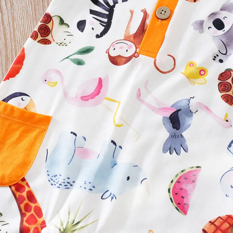 Summer Newborn Boys And Girls Cute Cartoon Animal Print Comfortable Casual Sleeveless Baby Bodysuit 4