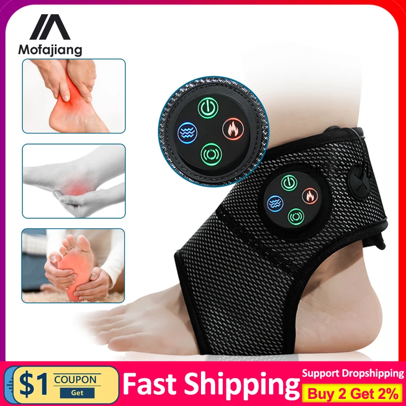 Electric Ankle Brace Massager Air Compression Vibration Hot Compress