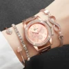 4PCS/Set Fashion Rhinestone Women Watches Luxury Steel Band Ladies Quartz Watch Bracelets Set Reloj Mujer（Without Box） 4