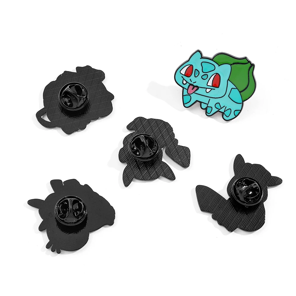 Enamel pins 5 Pcs creative detective Pikachu Bulbasaur Psyduck backpack clothing jewelry metal badge