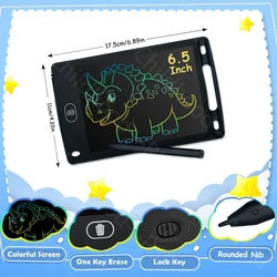 Colorful LCD Writing Tablet - Electronic Drawing Board and Doodle Sketchpad (6.5 INCH BLACK)