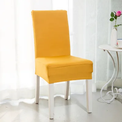 Solid Color Dining Room Lycra Spandex Chair Covers Stretch White Chair Seat Slip Cover Removable For Kitchen Restaurant Gold
