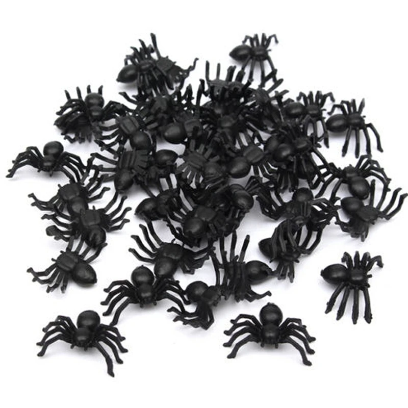 

50 шт., светящиеся пластиковые пауки, украшения для Хэллоуина