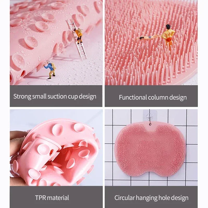 Description Picture 5 of itemWash The Foot Brush Body Cleanser Silicone Sponge Bath Massage Mat Shower Back Brush Wall Mounted Foot Wash Mat with Suction Cup