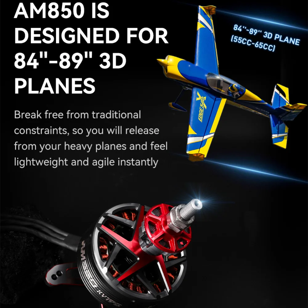 T-MOTOR Brushless Motor AM850 Combo (AM850 Motor+AM216A ESC+AMZ 23x10 Prop+4x75mm Aluminum column) for 80-89" 3D Planes thumbnail 2