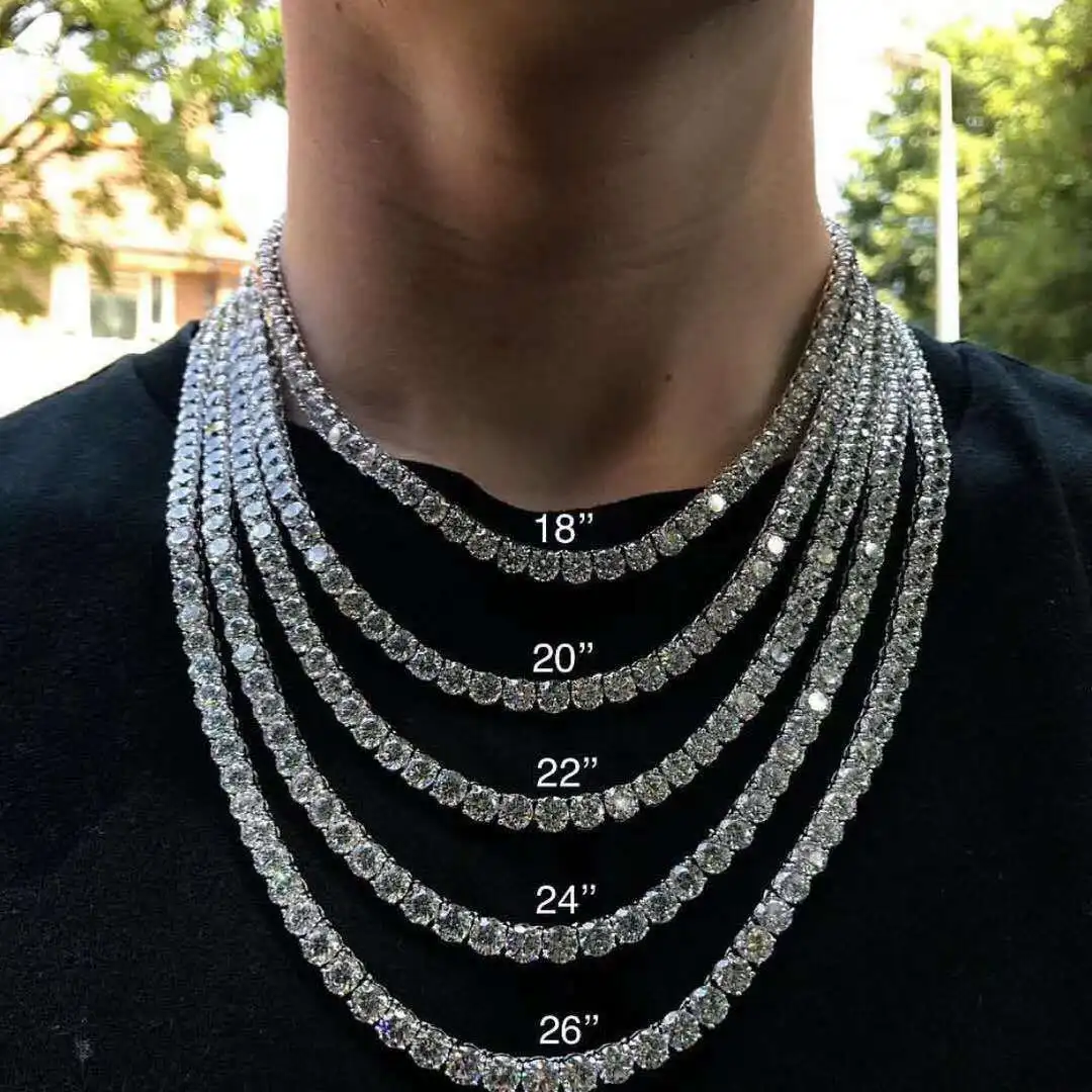 Tennis Chain Bling Hip-hop Necklace Men 