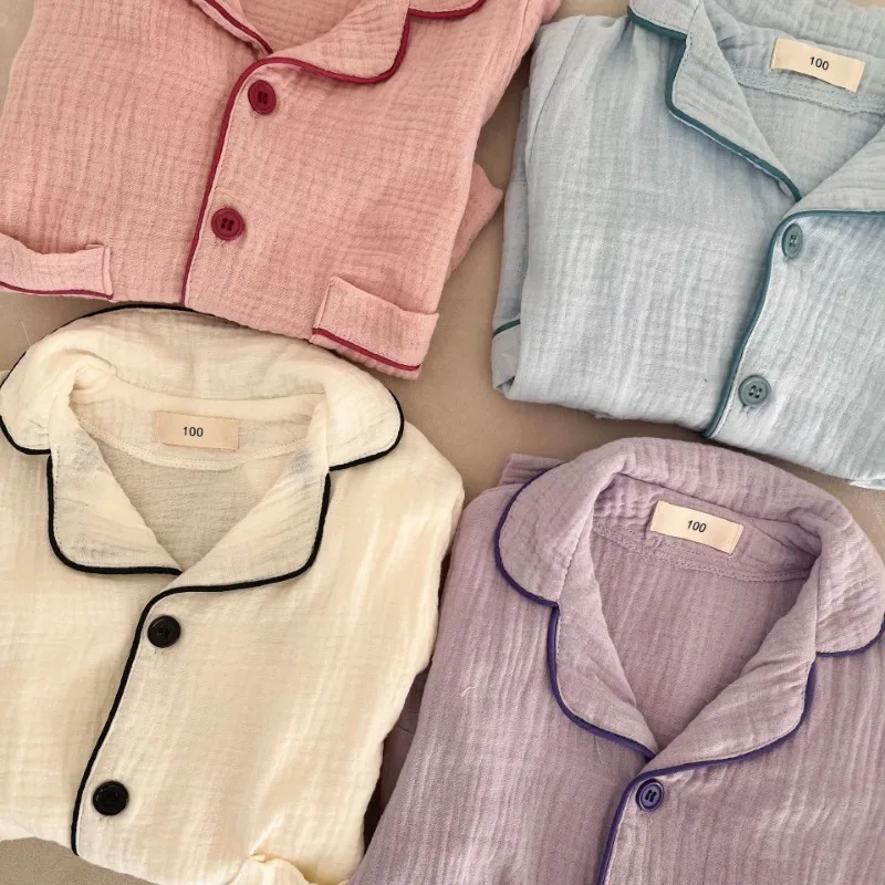 الكورية الأطفال القطن الشاش منامة عادية بنين بنات البيب ملابس المنزل دعوى ربيع الخريف ملابس خاصة الراحة الصيف بيجامة مجموعات