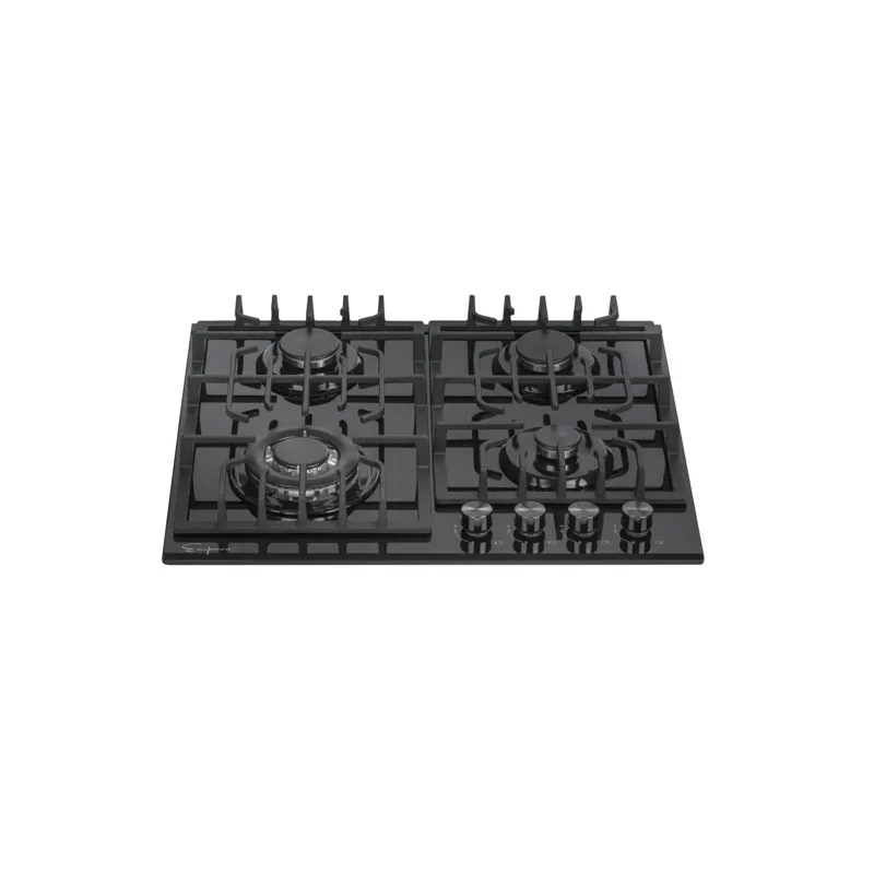QJ24" Empava Gas Stove Cooktop 4 Italy Sabaf Sealed Burners NG/LPG Convertible Tempered Glass in Black,24 Inch
