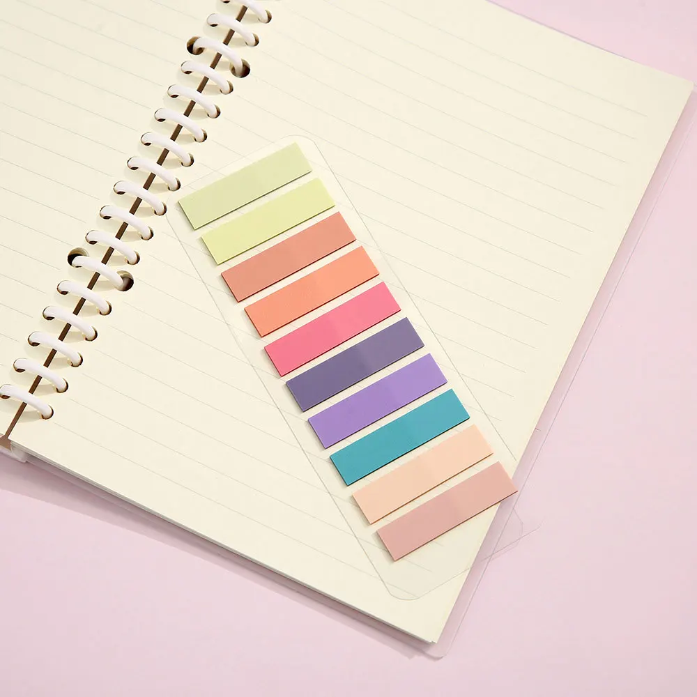 Vibrant Transparent Colorful Index Sticker Memo Pad - 200 Sheets Self-Adhesive Sticky Notes
