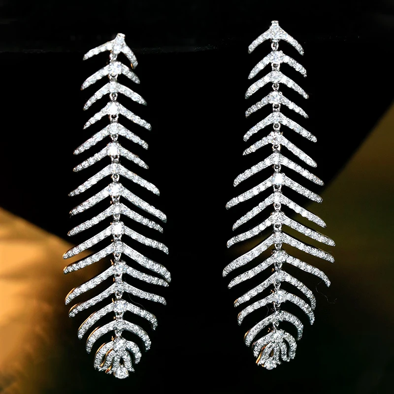 S1048a9c9150146bbb7d29ee6cc0987272 Aazuo Luxury Jewelry 18K White Gold Real Diamonds 2.3ct High Quality Gift idears Feather Hook Earrings For Women Senior Banquet