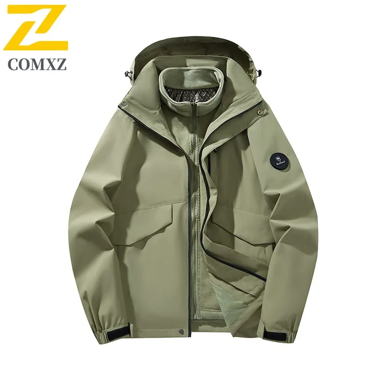 COMXZ Casual Hooded Men Jacket Outdoor Travel Windproof Warm Parka Premium Hiking Comfortable Cold Resistant Winter New Clothing