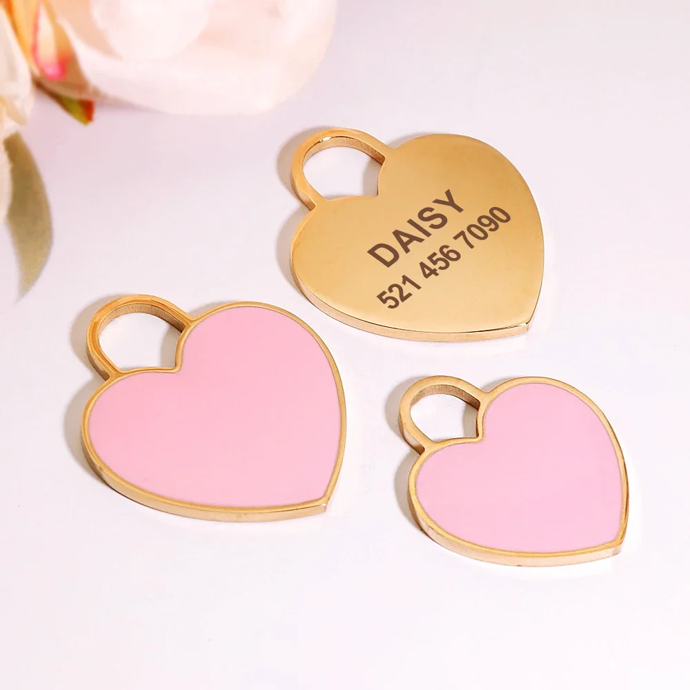 Free Engraved Cat & Dog ID Tag – Personalized Heart Name Pendant Collar Charm