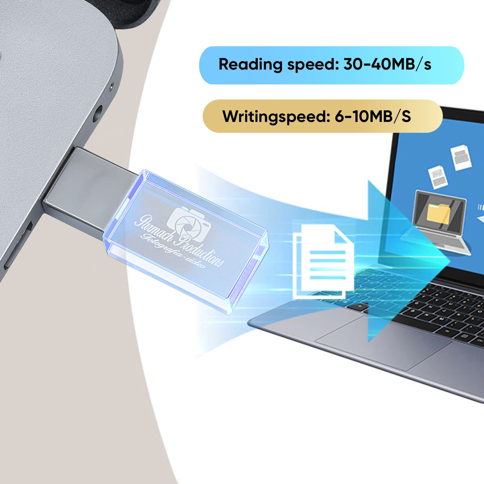 새로운 크리스탈 USB 플래시 드라이브 LED 라이트 펜 드라이브 128GB 64GB 32GB 무료 맞춤형 로고 메모리 스틱 블랙 박스 U 디스크 16GB 8GB 4GB