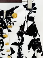 HIGH STREET Newest 2026 Runway Designer Fashion Women's Metal Rose Buttons Printed Floral Mini Skirt - Image 4