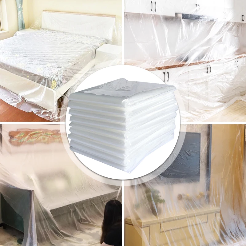Disposable Furniture Dust Cover Plastic Waterproof Dustproof Transparent Home Moving Decoration Sofa Bed Table Protect Film