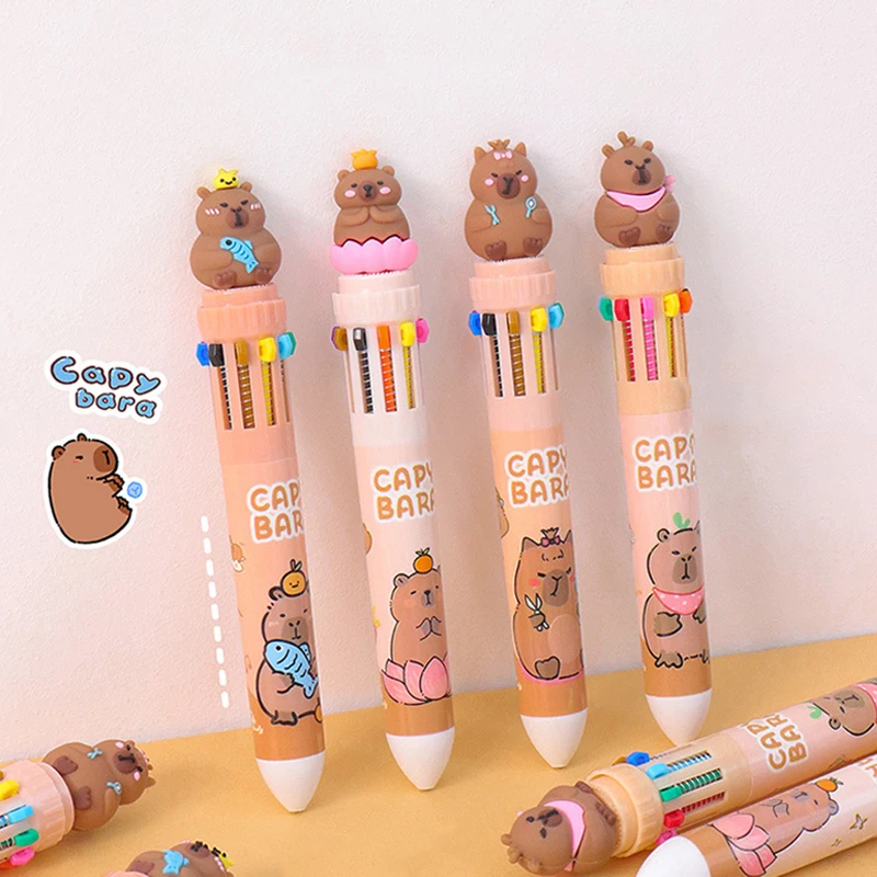 4 Simpatiche Penne Capybara - Cancelleria Kawaii - Regalo Animali - Scrivibili E Colorate Per Scuola E Ufficio
