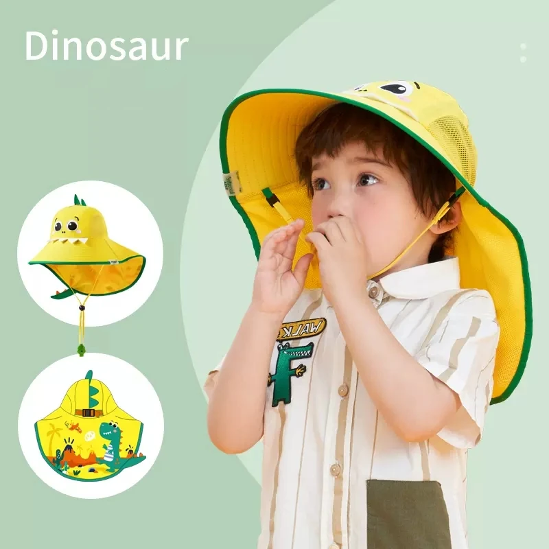 Sommer Kinder Sonnenhut Outdoor Hals Ohr Abdeckung Anti UV Schutz Strand Kappe Kind Junge Mädchen Reise Flap Cap Für 1-19_voghion.com
