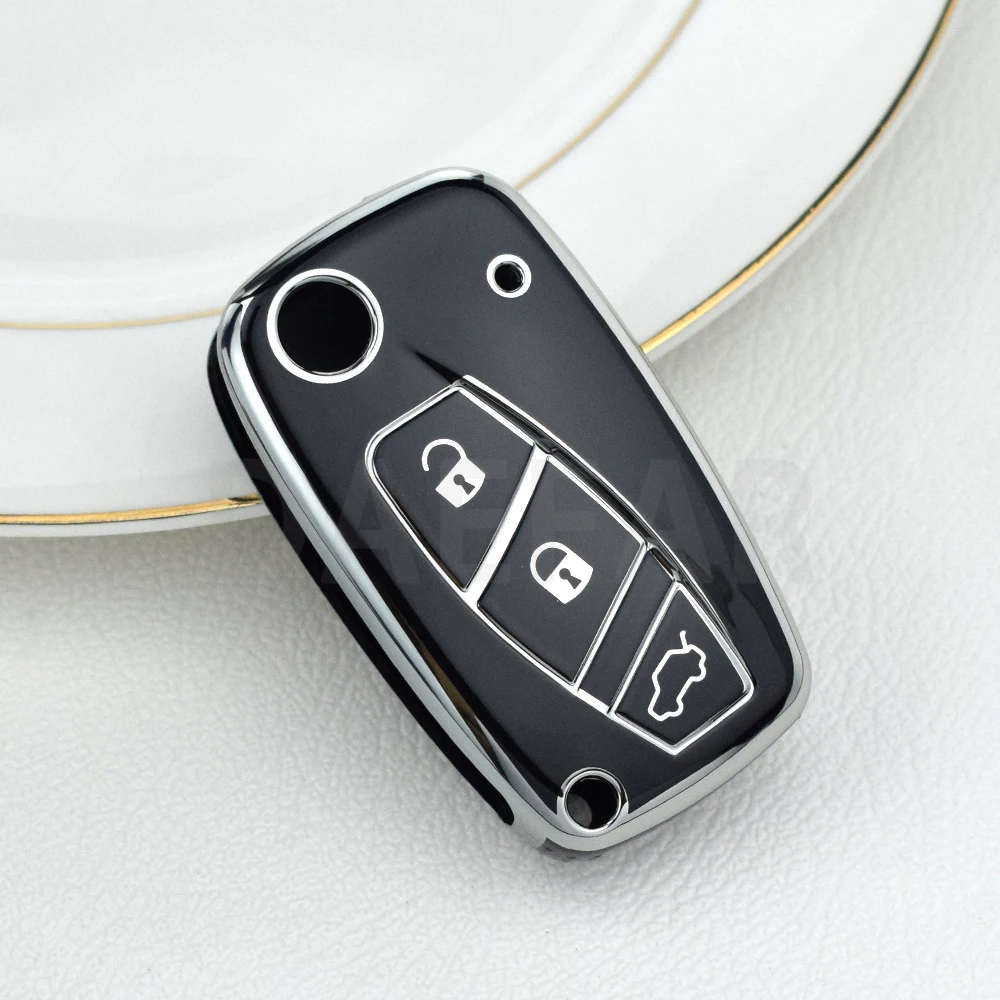 ontto Cover portachiavi auto Adatta per Fiat 500 500C 500L 500X Ducato Punto Bravo Panda Lancia Grande Stilo Linea Flip Key case TPU Key Holder borsa portachiavi accessori Rosso