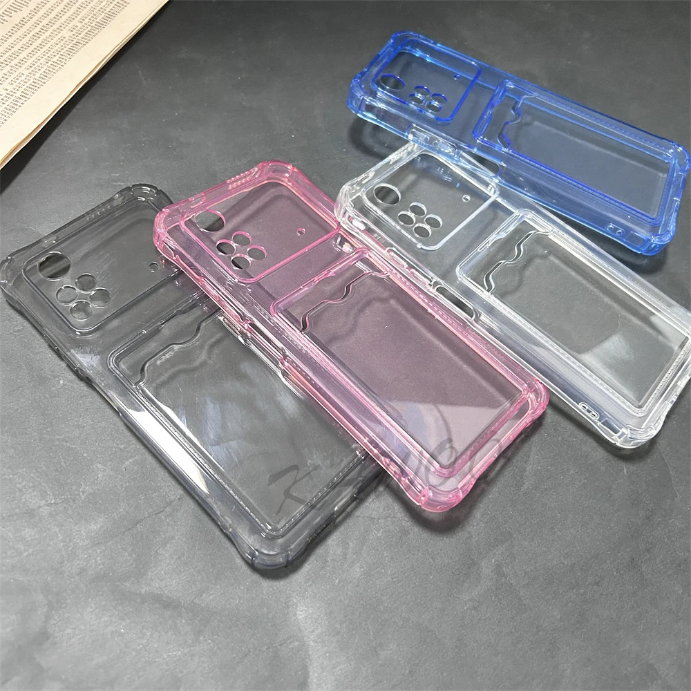 Clear Card Slot Holder Soft TPU Shockproof Wallet Phone Case Cover