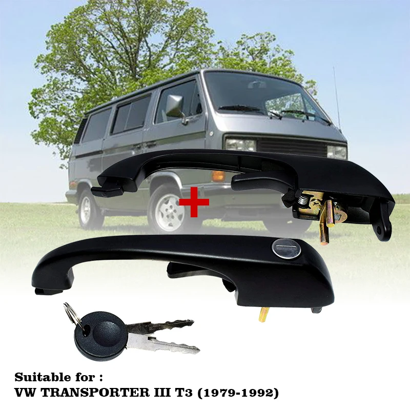 

1 pair Outside Exterior Door Handle Left or Right with 2 Keys for VW Transporter III Bus T3 1979-1992 251837205