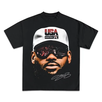 LeBron James Basketball Star T Shirt Men Women Short Sleeve Cotton Tees American Vintage Brand T-shirts Summer Tops Streetwear 2